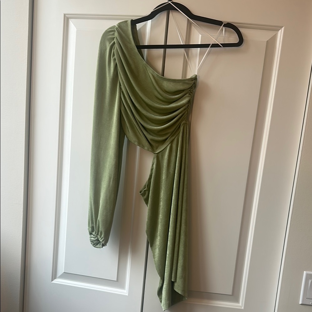 Green Off-Shoulder Ruched Top